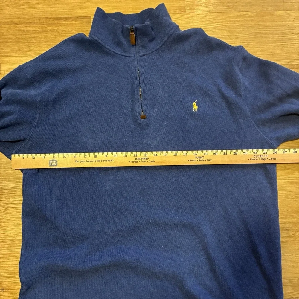 Polo Ralph Lauren Sweater Men's XL Tall Royal Blue 1/4 Zip Pullover Pony‎ Preppy